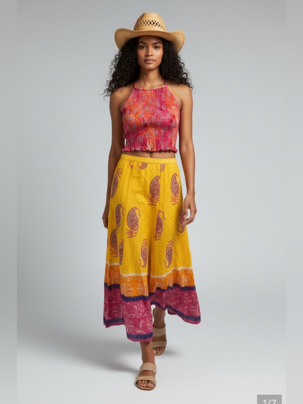 Festival Skirt Bright Coastal Cowgirl‎ Boho Indie Funky Maxi Bohemian Medium